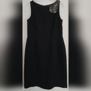 Lauren Ralph Lauren Black LBD Dress Beaded Sequin Shoulder Womens 14 Sleeveless